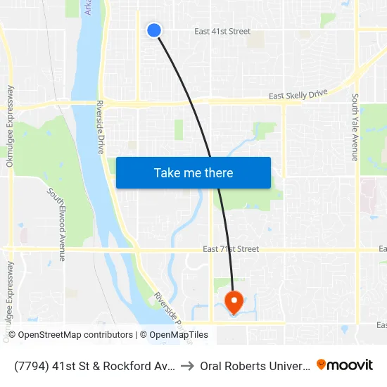 (7794) 41st St & Rockford Ave Eb to Oral Roberts University map