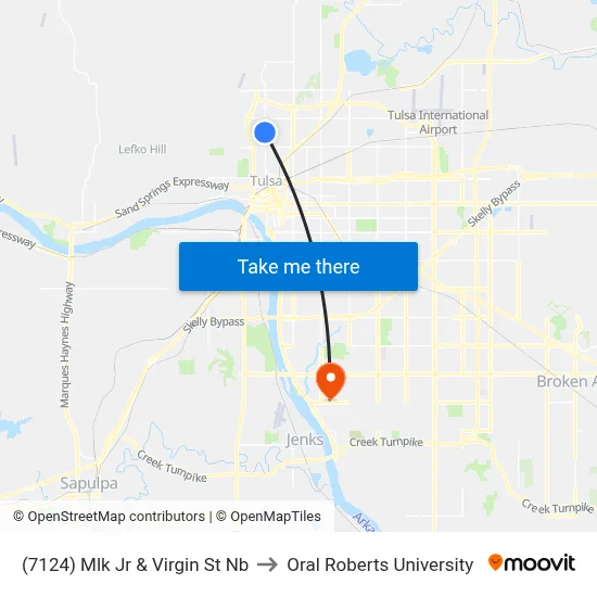 (7124) Mlk Jr & Virgin St Nb to Oral Roberts University map