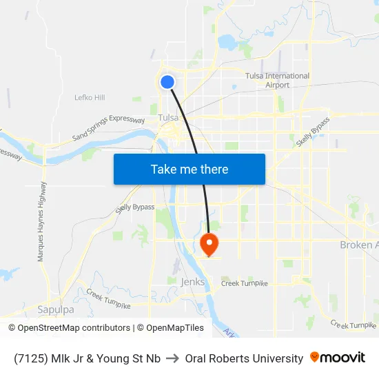 (7125) Mlk Jr & Young St Nb to Oral Roberts University map