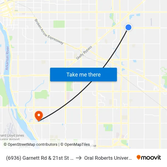(6936) Garnett Rd & 21st St Nb to Oral Roberts University map
