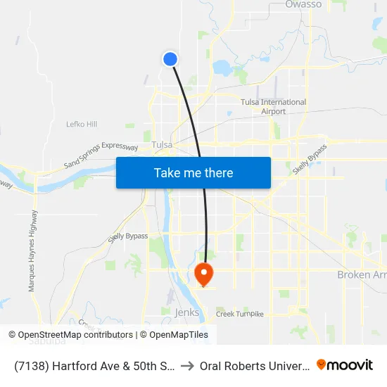 (7138) Hartford Ave & 50th St Nb to Oral Roberts University map