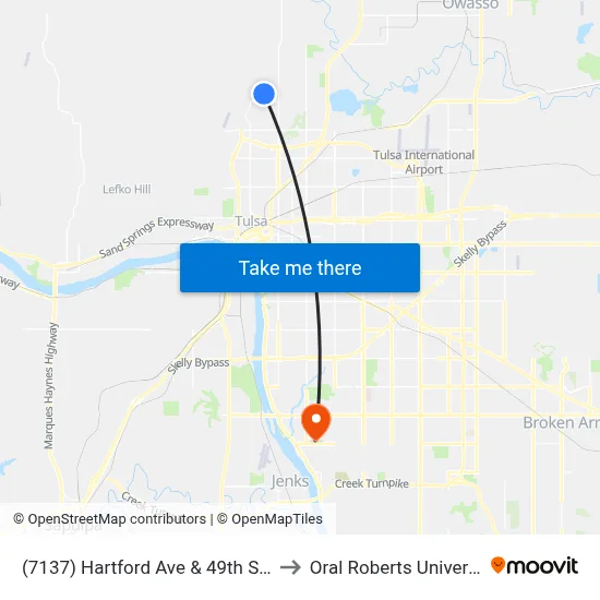 (7137) Hartford Ave & 49th St Nb to Oral Roberts University map