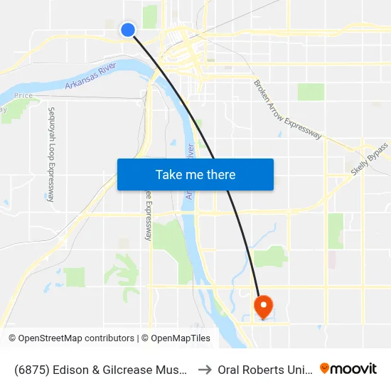 (6875) Edison & Gilcrease Museum Rd Wb to Oral Roberts University map