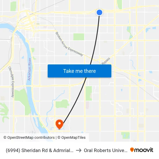 (6994) Sheridan Rd & Admrial Pl Sb to Oral Roberts University map