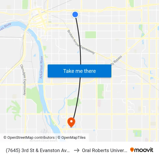 (7645) 3rd St & Evanston Ave Wb to Oral Roberts University map