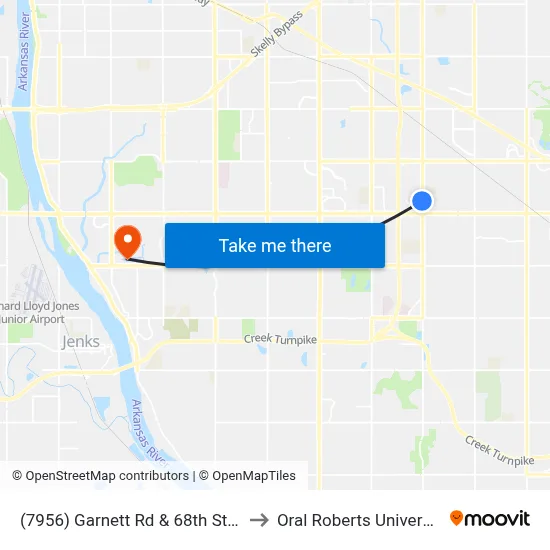 (7956) Garnett Rd & 68th St Sb to Oral Roberts University map