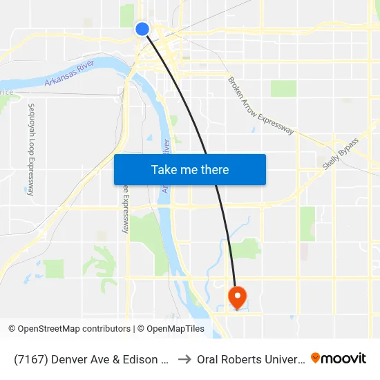 (7167) Denver Ave & Edison St Sb to Oral Roberts University map