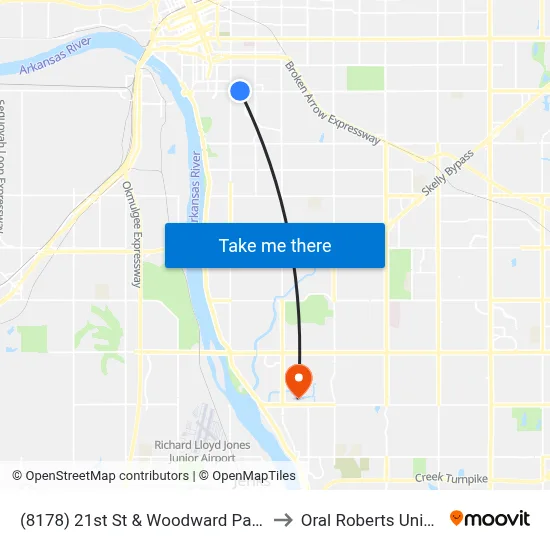 (8178) 21st St & Woodward Park Dr. Wb to Oral Roberts University map