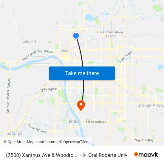 (7500) Xanthus Ave & Woodrow Ct Sb to Oral Roberts University map