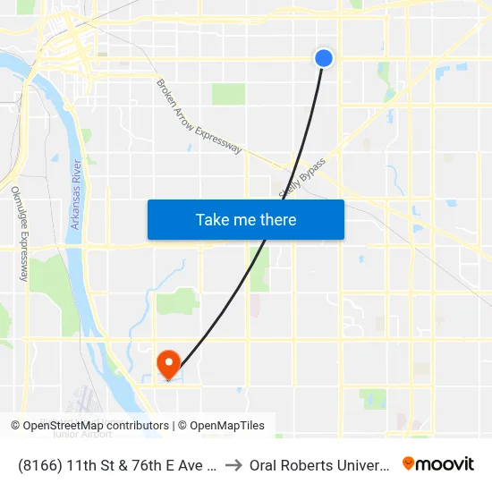 (8166) 11th St & 76th E Ave Wb to Oral Roberts University map