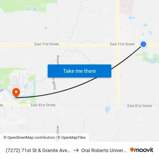(7272) 71st St & Granite Ave Wb to Oral Roberts University map