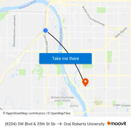 (8204) SW Blvd & 35th St Sb to Oral Roberts University map
