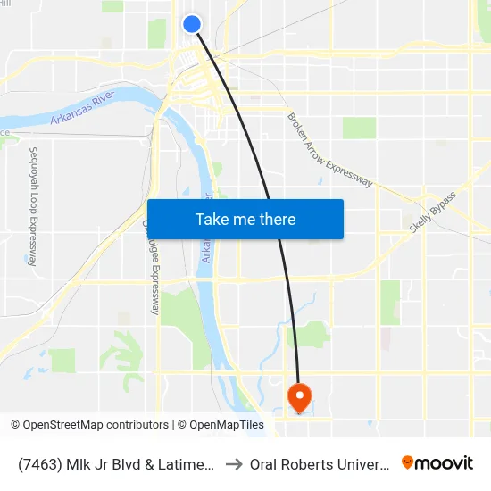 (7463) Mlk Jr Blvd & Latimer Sb to Oral Roberts University map