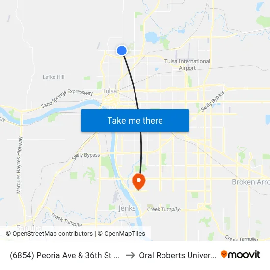 (6854) Peoria Ave & 36th St N Sb to Oral Roberts University map