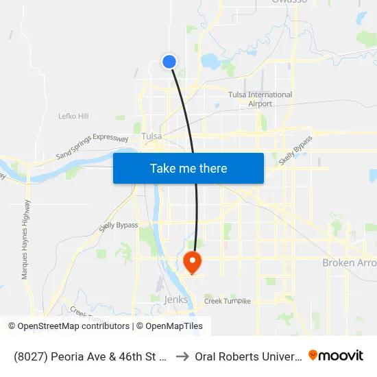 (8027) Peoria Ave & 46th St N Nb to Oral Roberts University map