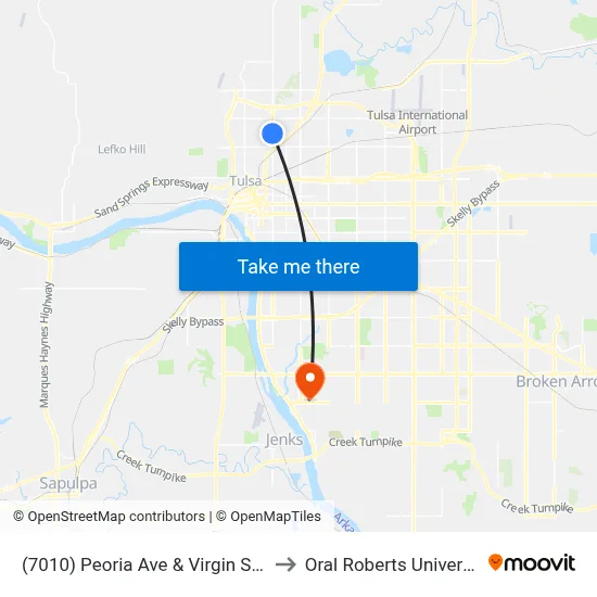 (7010) Peoria Ave & Virgin St Sb to Oral Roberts University map