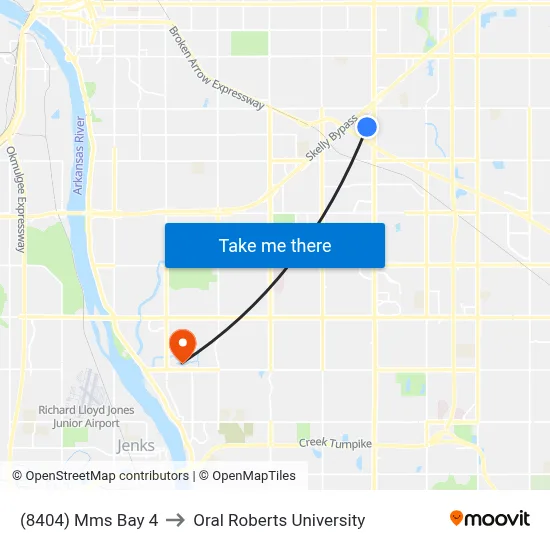 (8404) Mms Bay 4 to Oral Roberts University map