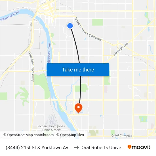 (8444) 21st St & Yorktown Ave Wb to Oral Roberts University map