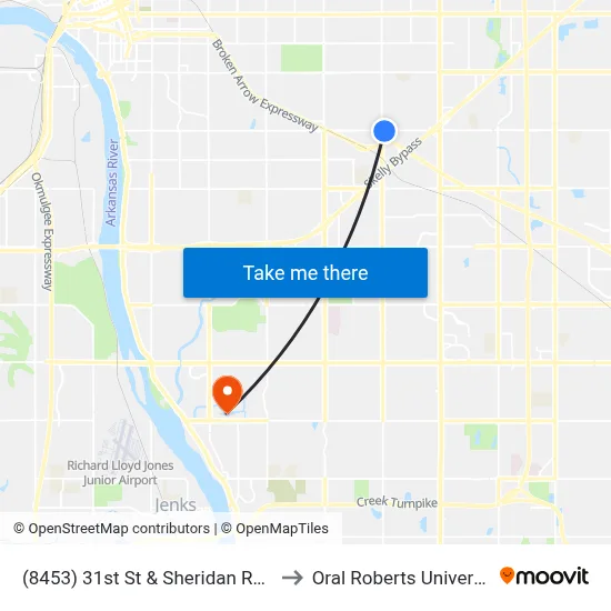 (8453) 31st St & Sheridan Rd Eb to Oral Roberts University map