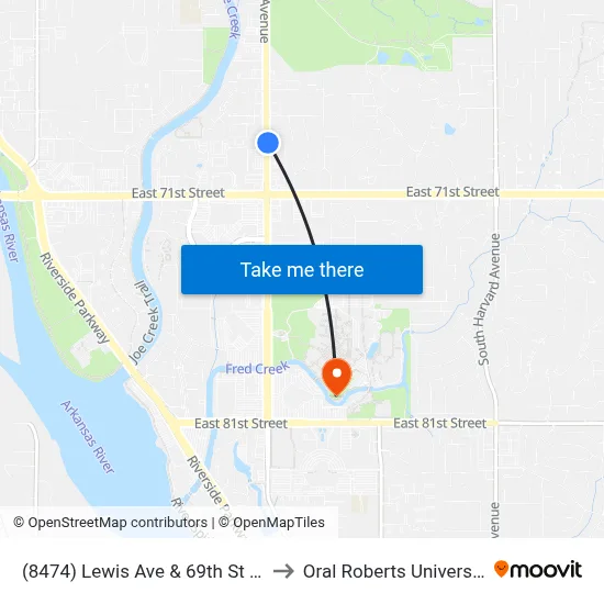 (8474) Lewis Ave & 69th St Nb to Oral Roberts University map
