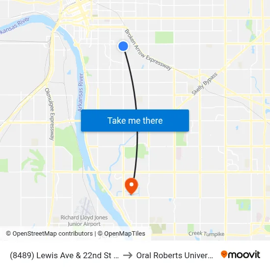 (8489) Lewis Ave & 22nd St Nb to Oral Roberts University map