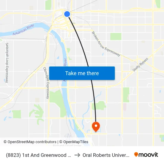 (8823) 1st And Greenwood Wb to Oral Roberts University map