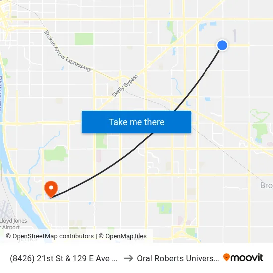 (8426) 21st St & 129 E Ave Wb to Oral Roberts University map