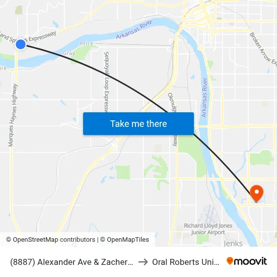 (8887) Alexander Ave & Zachery Park  Eb to Oral Roberts University map