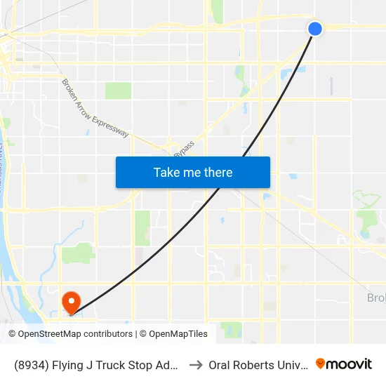 (8934) Flying J Truck Stop Adm/129th to Oral Roberts University map
