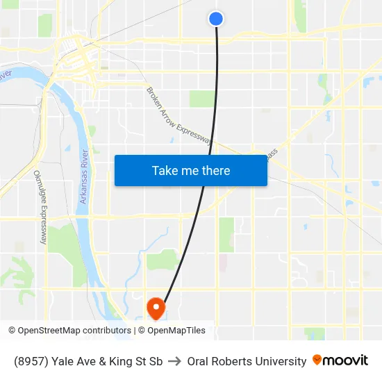 (8957) Yale Ave & King St Sb to Oral Roberts University map