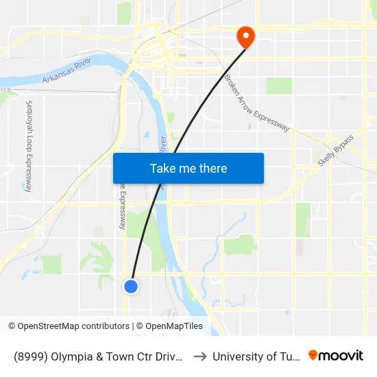 (8999) Olympia & Town Ctr Drive Sb to University of Tulsa map