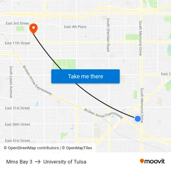 Mms Bay 3 to University of Tulsa map
