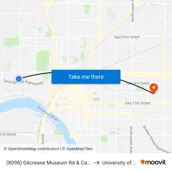 (8098) Gilcrease Museum Rd & Cameron St to University of Tulsa map