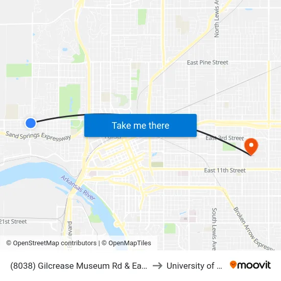 (8038) Gilcrease Museum Rd & Easton Pl S to University of Tulsa map