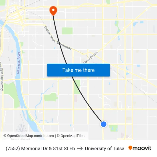 (7552) Memorial Dr & 81st St  Eb to University of Tulsa map