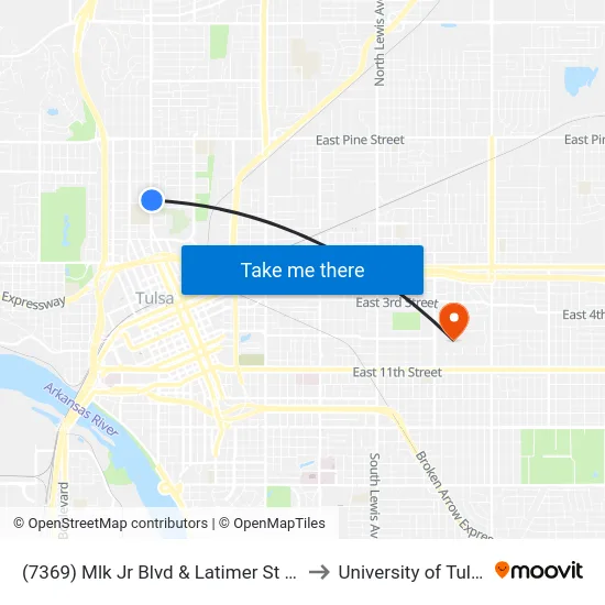 (7369) Mlk Jr Blvd & Latimer St Nb to University of Tulsa map