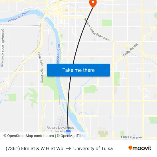 (7361) Elm St & W H St Wb to University of Tulsa map
