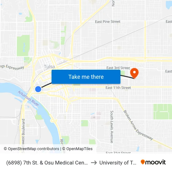 (6898) 7th St. & Osu Medical Center Eb to University of Tulsa map