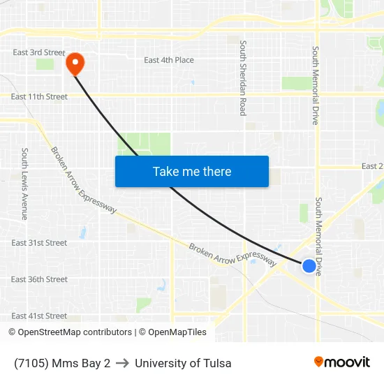 (7105) Mms Bay 2 to University of Tulsa map