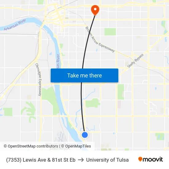 (7353) Lewis Ave & 81st St Eb to University of Tulsa map