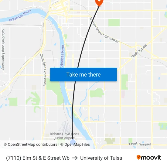 (7110) Elm St & E Street Wb to University of Tulsa map