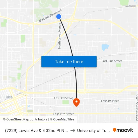 (7229) Lewis Ave & E 32nd Pl N Sb to University of Tulsa map
