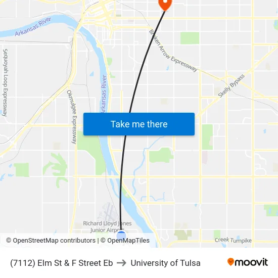 (7112) Elm St & F Street Eb to University of Tulsa map