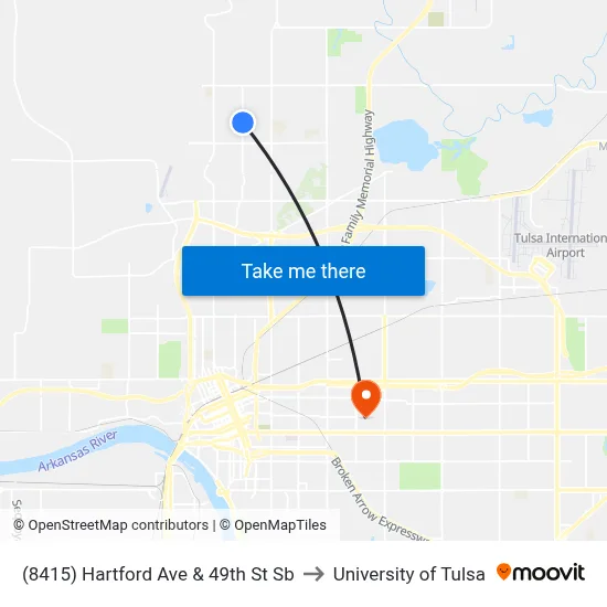 (8415) Hartford Ave & 49th St Sb to University of Tulsa map