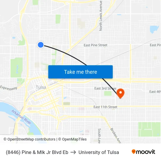 (8446) Pine & Mlk Jr Blvd Eb to University of Tulsa map