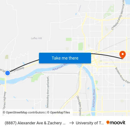 (8887) Alexander Ave & Zachery Park  Eb to University of Tulsa map