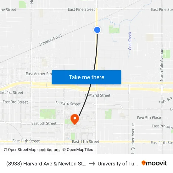 (8938) Harvard Ave & Newton St Nb to University of Tulsa map