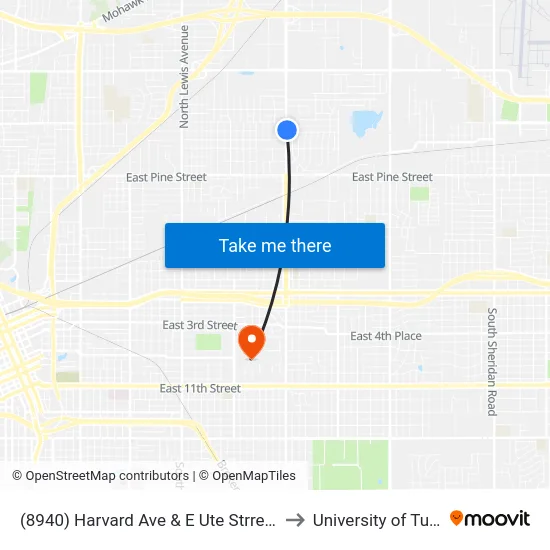 (8940) Harvard Ave & E Ute Strret  Nb to University of Tulsa map