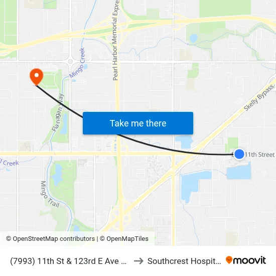 (7993) 11th St & 123rd E Ave Eb to Southcrest Hospital map