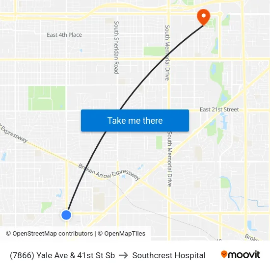 (7866) Yale Ave & 41st St Sb to Southcrest Hospital map